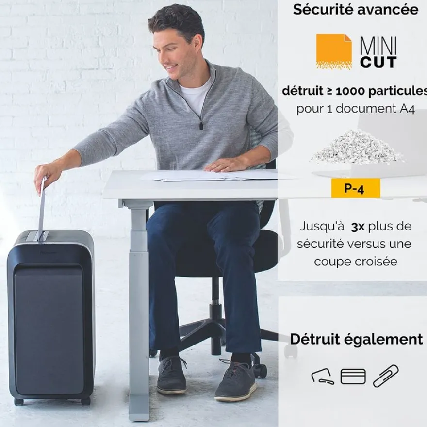 Fellowes Powershred LX220 - destructeur de documents coupe croisée mini-cut - 20 feuilles - Corbeille 30 litres
