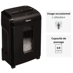 Fellowes Powershred 10M - destructeur de documents coupe croisée microparticules - 10 feuilles - Corbeille 19 litres