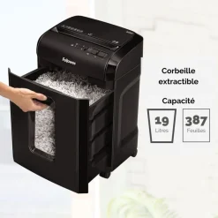 Fellowes Powershred 10M - destructeur de documents coupe croisée microparticules - 10 feuilles - Corbeille 19 litres