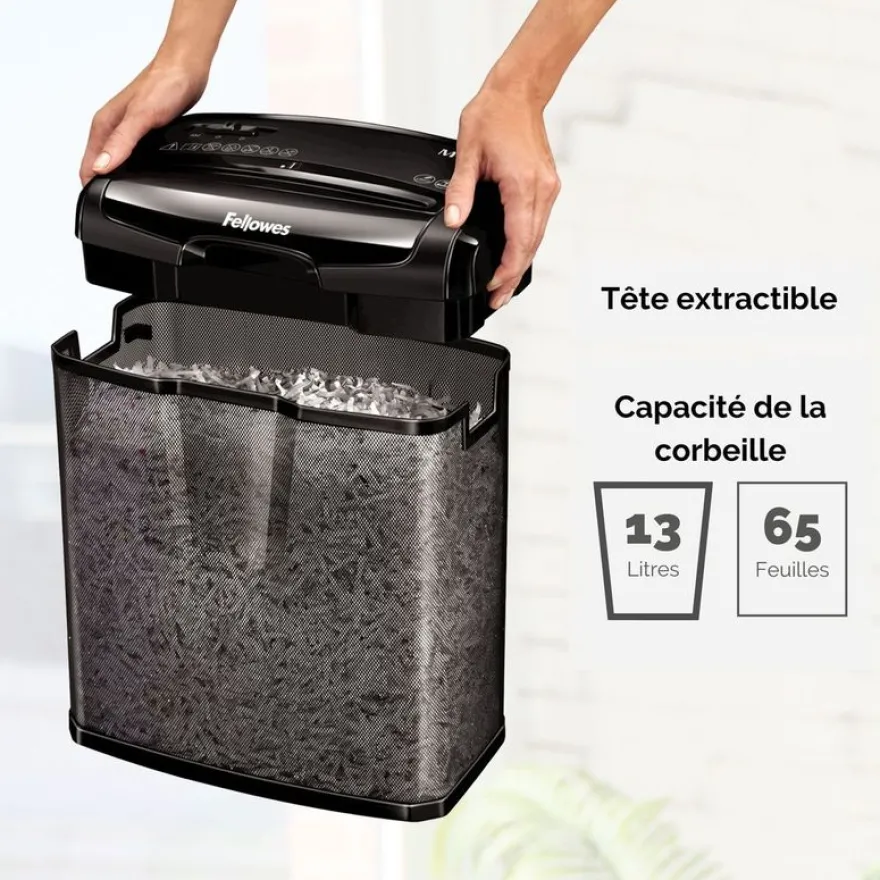 Fellowes Powershred M-7CM - destructeur de documents coupe croisée - 7 feuilles - Corbeille 13 litres transparente en maille