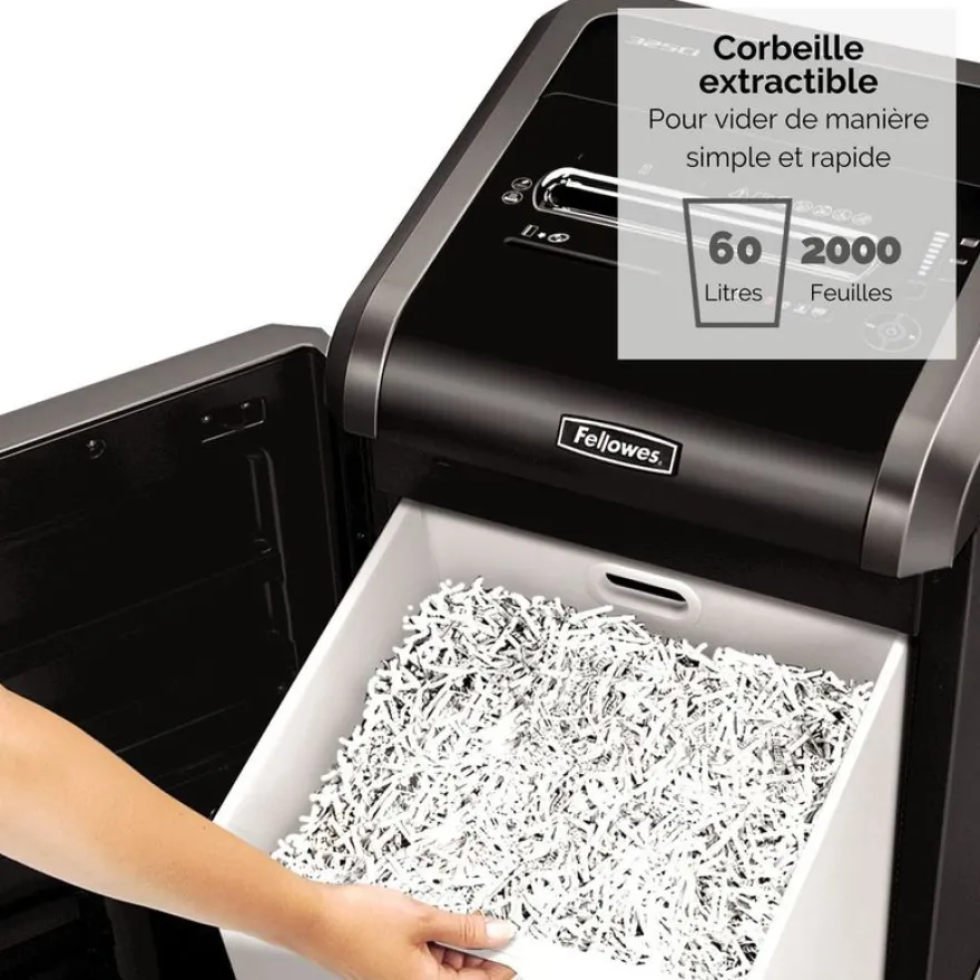Fellowes Powershred 225Mi - destructeur de documents coupe croisée microparticules - 16 feuilles - Corbeille 60 litres