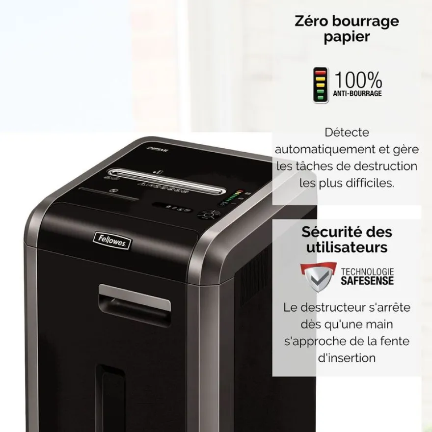 Fellowes Powershred 225Mi - destructeur de documents coupe croisée microparticules - 16 feuilles - Corbeille 60 litres