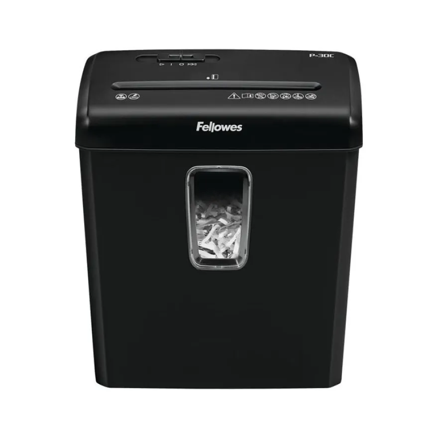 Fellowes Powershred P-30C - destructeur de documents coupe croisée - 6 feuilles - Corbeille 15 litres