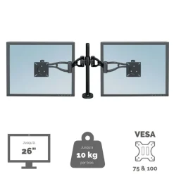 Fellowes Professional Series - Bras porte-écran double jusqu'à 26" - angle et hauteur ajustable
