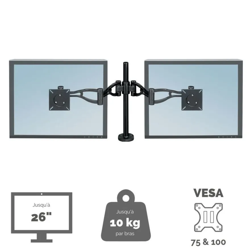 Fellowes Professional Series - Bras porte-écran double jusqu'à 26" - angle et hauteur ajustable