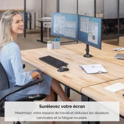Fellowes Reflex - Bras porte-écran double jusqu'à 30" - réglable en hauteur et en profondeur - système de passe câble intégré - noir