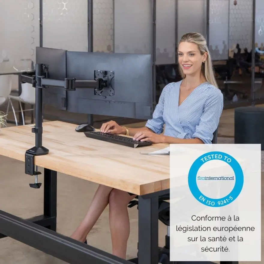 Fellowes Reflex - Bras porte-écran double jusqu'à 30" - réglable en hauteur et en profondeur - système de passe câble intégré - noir