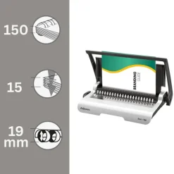 Fellowes Star +150 - machine à relier / relieuse perforeuse manuelle - perfore 15 feuilles - relie 150f