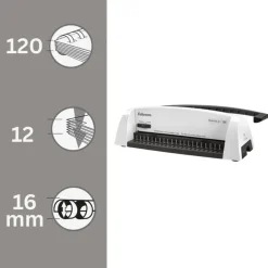 Fellowes Starlet 2+ - machine à relier / relieuse perforeuse manuelle - perfore 12 feuilles - relie 120f