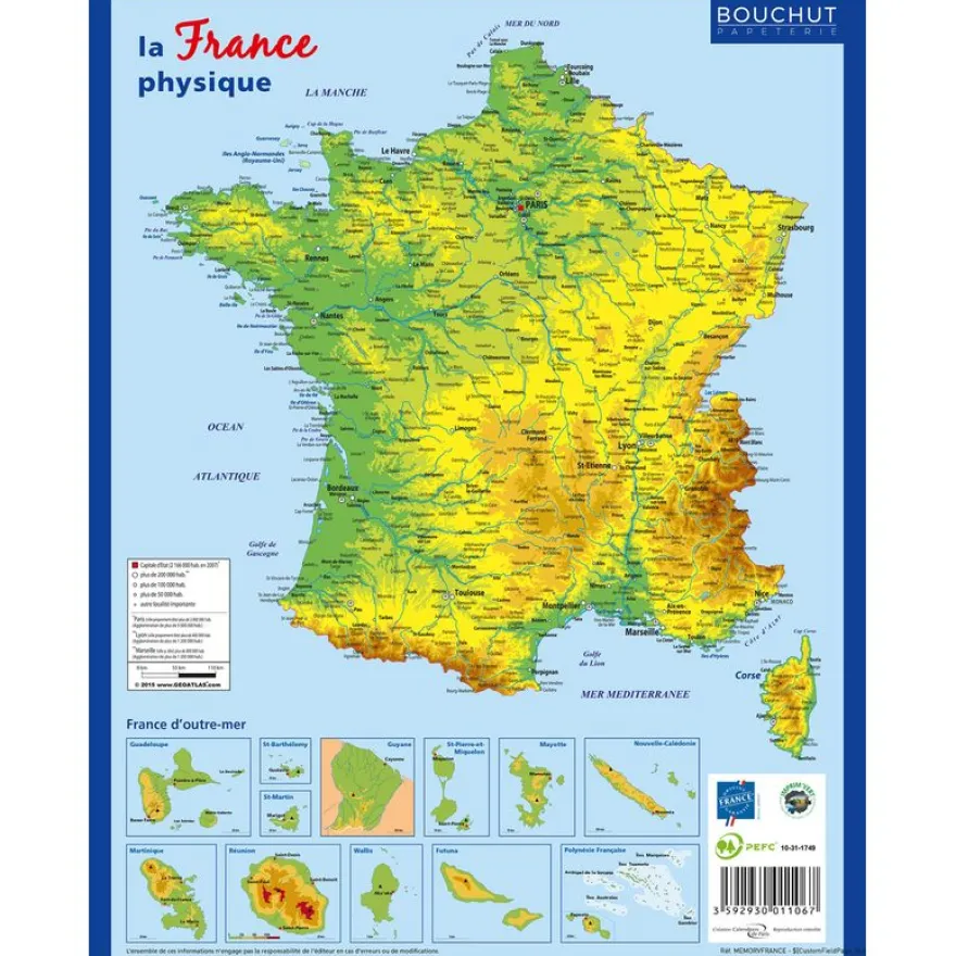 Fiche mémo souple France - 20,5 x 26,5 cm - Bouchut