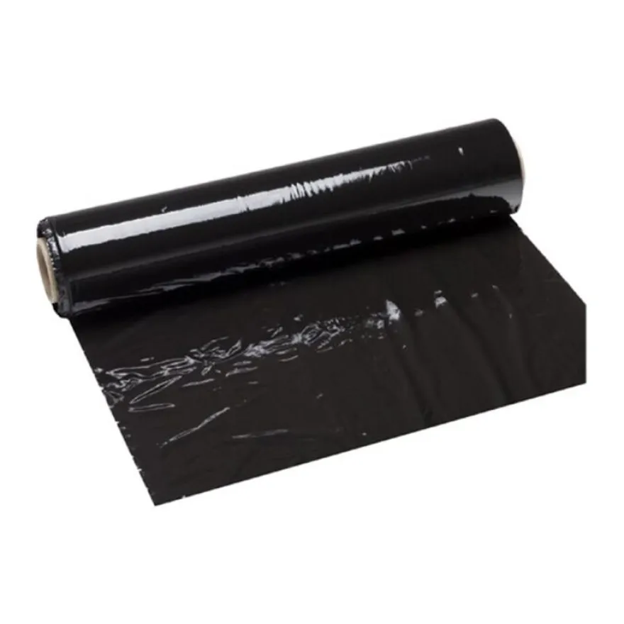 Film Étirable Manuel Noir 15µ – 450mm x 300m – Boîte de 6 Rouleaux