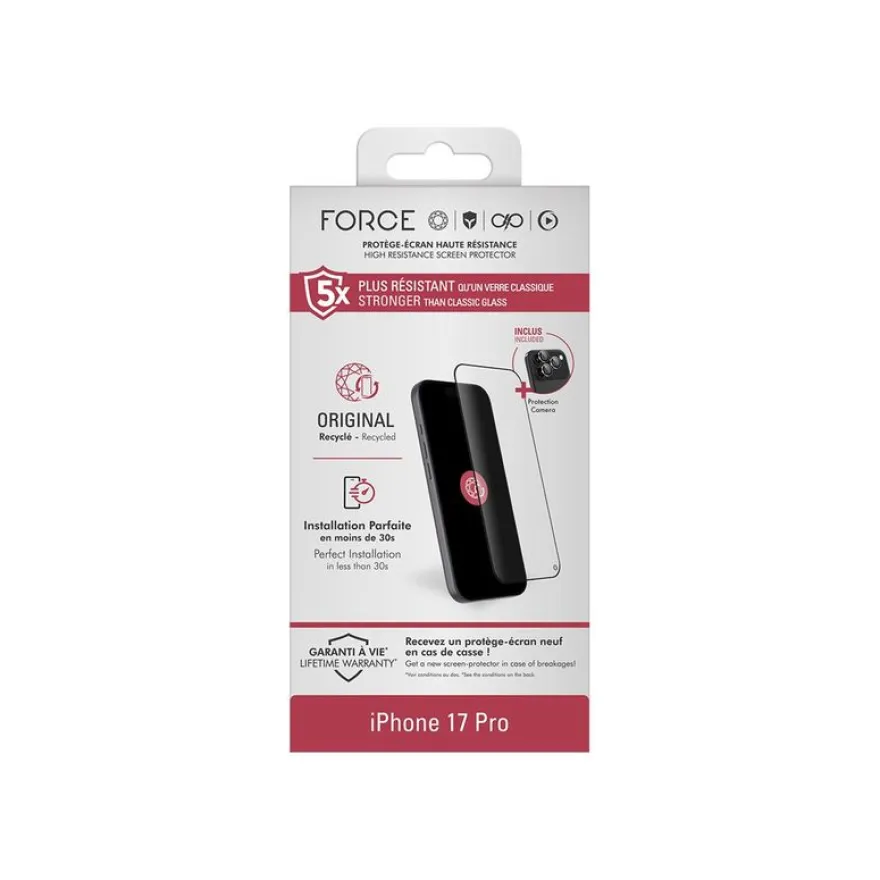Force - Protection d'écran en verre pour iPhone 17 Pro
