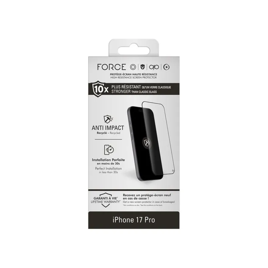 Force - Protection d'écran en verre pour iPhone 17 Pro Max