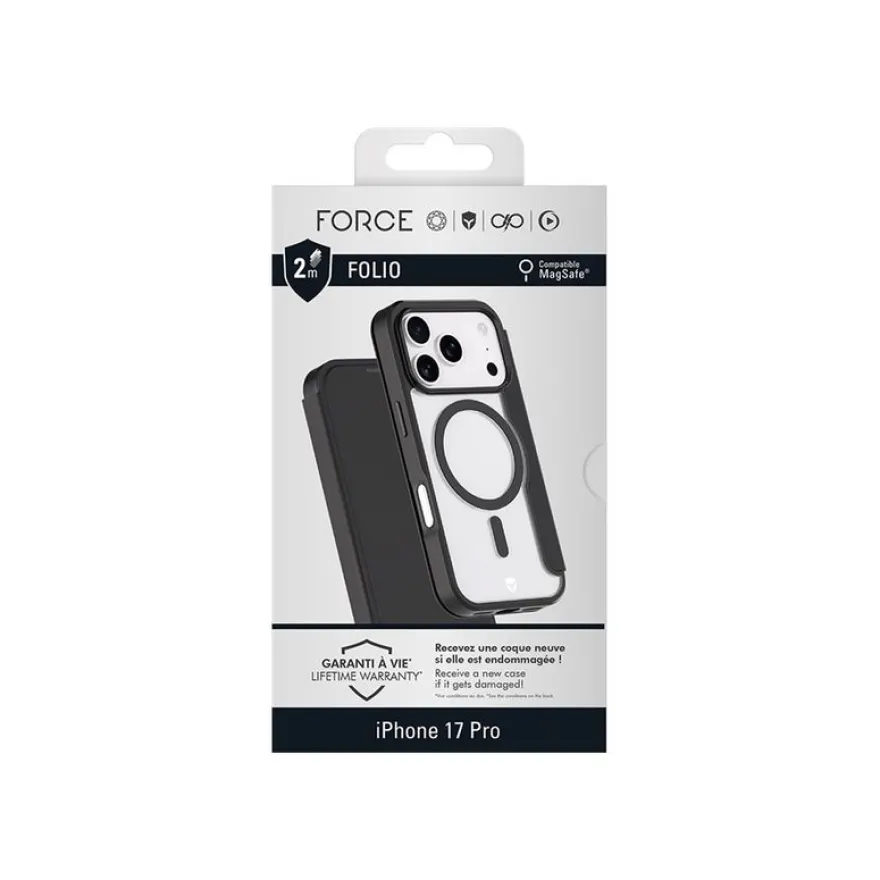 Force Case - Étui à rabat pour iPhone 17 Pro - noir