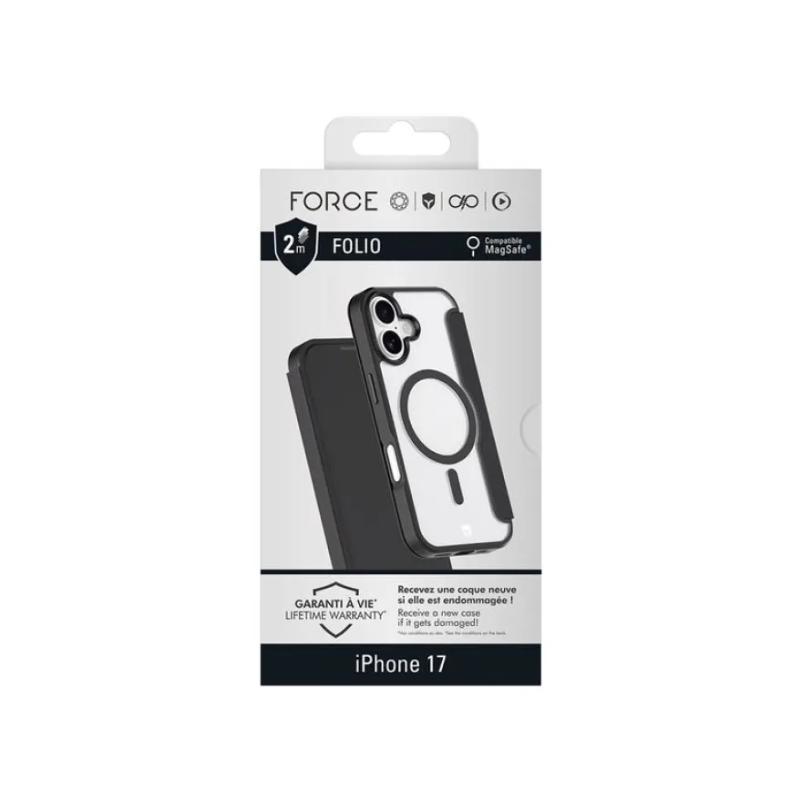 Force Case - Étui à rabat pour iPhone 17 - noir