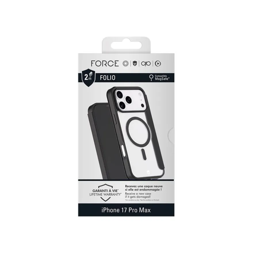 Force Case - Étui à rabat pour iPhone 17 Pro Max - noir