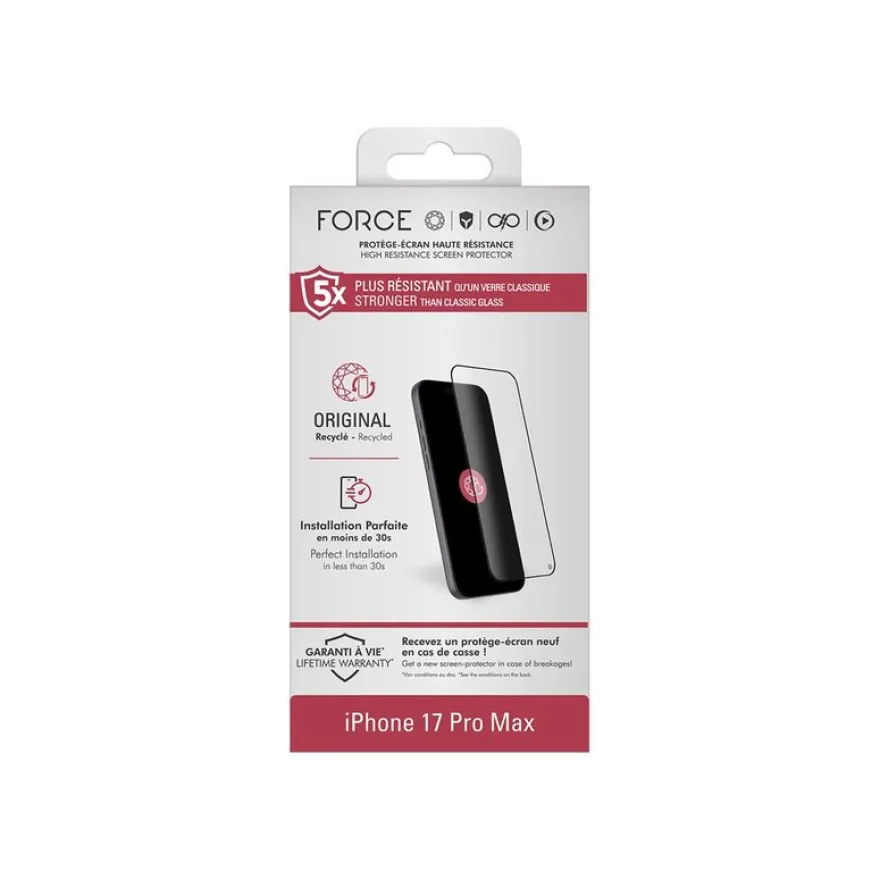 Force Glass - Kit de protection de l'écran / de la lentille en verre pour iPhone 17 Pro Max