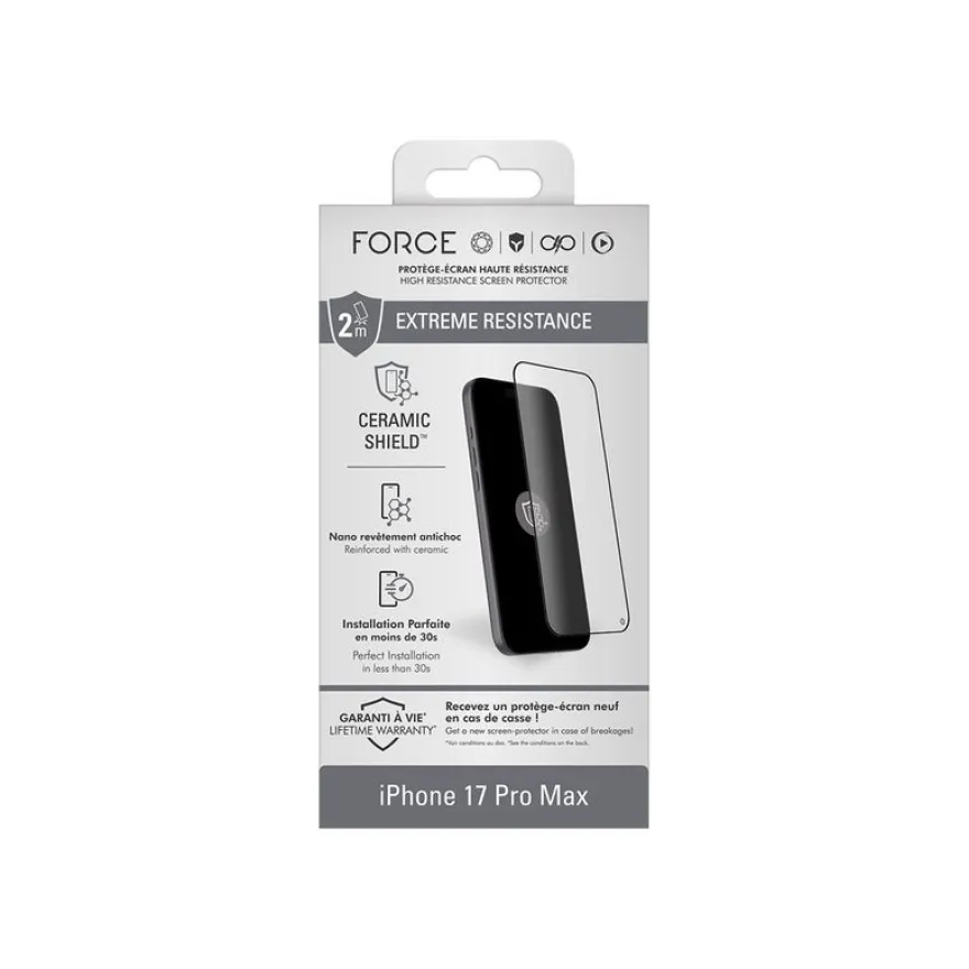 Force Glass - Protection d'écran en verre pour iPhone 17 Pro Max