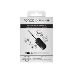 Force Play - Adaptateur d'interface audio sans fil Bluetooth pour récepteur audio sans fil, transmetteur audio sans fil - transmitter & receiver 2-in-1 - noir