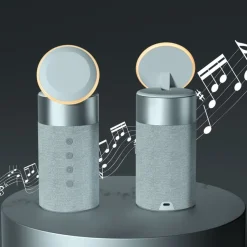 Force Play - Double chargeur sans fil (15W + 5W) Compatible MagSafe + Enceinte Bluetooth Silver