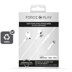 Force Play - Kit main libre - écouteur filaire - blanc