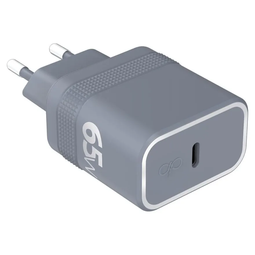 Force Power - Adaptateur secteur - UltraGaN technology - 65 Watt - PD (24 pin USB-C) - gris