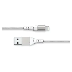 Force Power - Câble renforcé - USB A/ Lightning - 1.2 m - 2.4A - Blanc - Garanti à vie