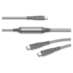 Force Power - Câble USB - 24 pin USB-C (M) pour 24 pin USB-C (M) - 5 A - 2 m - ultra renforcé, USB Power Delivery (60W) - gris