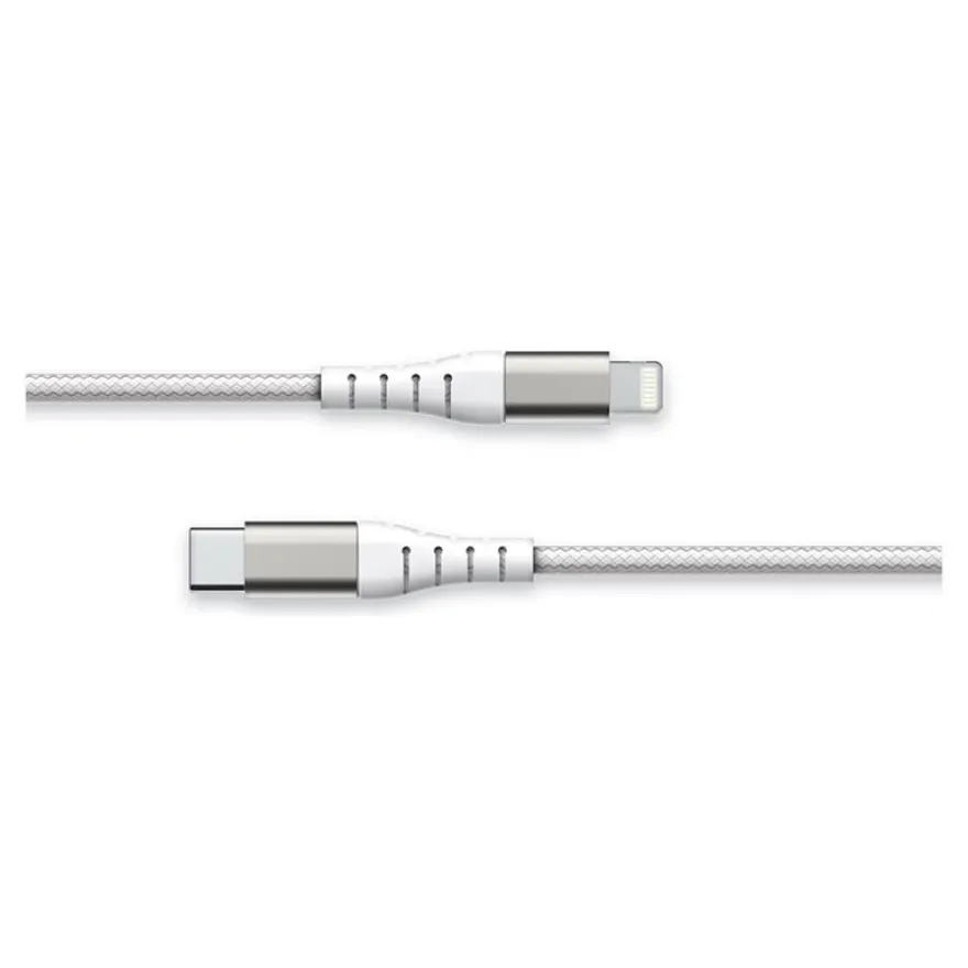 Force Power Lite - Câble renforcé - USB-C - Lightning - 1.2 m - 3A - Blanc - Garanti à vie