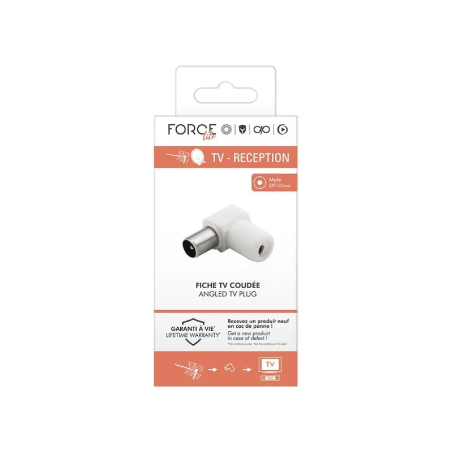 Force Power Lite - Adaptateur d'antenne - IEC connector (9.52mm) mâle incliné - blanc