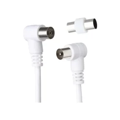 Force Power Lite - Câble d'antenne - IEC connector (9.52mm) mâle incliné pour IEC connector (9.52mm) femelle incliné - 2 m - blanc