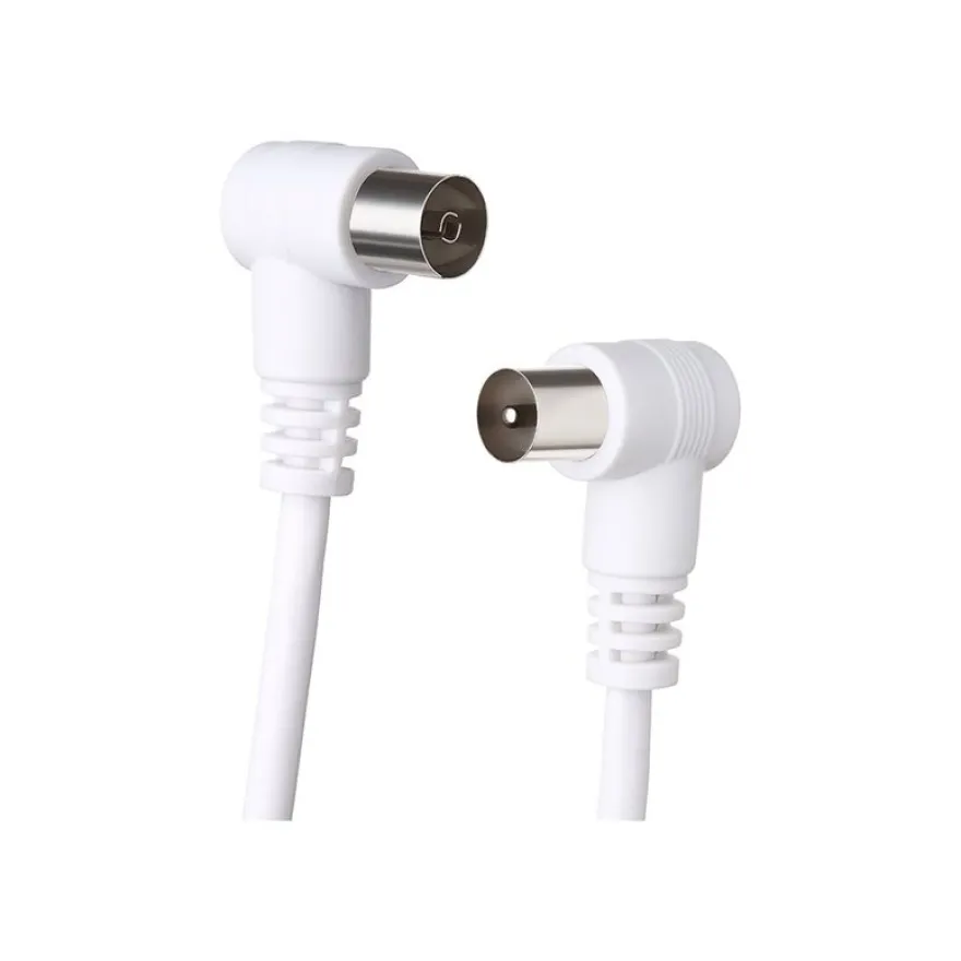Force Power Lite - Câble d'antenne - IEC connector (9.52mm) mâle incliné pour IEC connector (9.52mm) femelle incliné - 2 m - blanc
