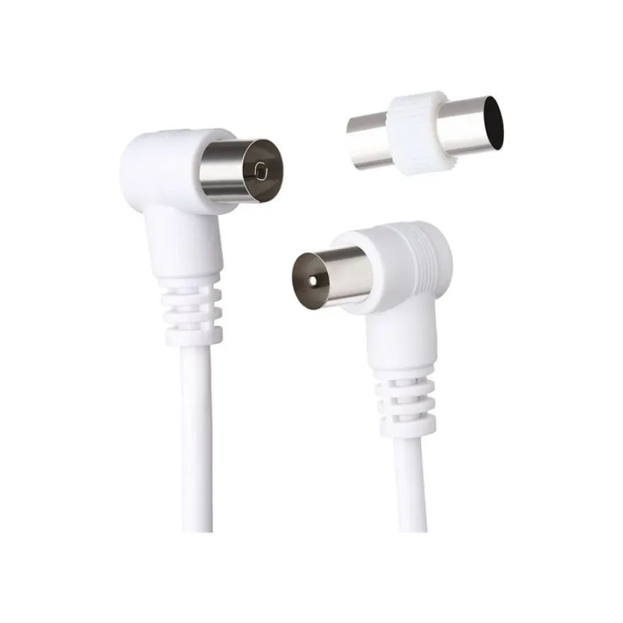 Force Power Lite - Câble d'antenne - IEC connector (9.52mm) mâle incliné pour IEC connector (9.52mm) femelle incliné - 5 m - blanc