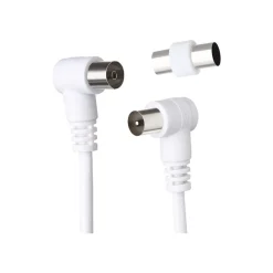 Force Power Lite - Câble d'antenne - IEC connector (9.52mm) mâle incliné pour IEC connector (9.52mm) femelle incliné - 5 m - blanc