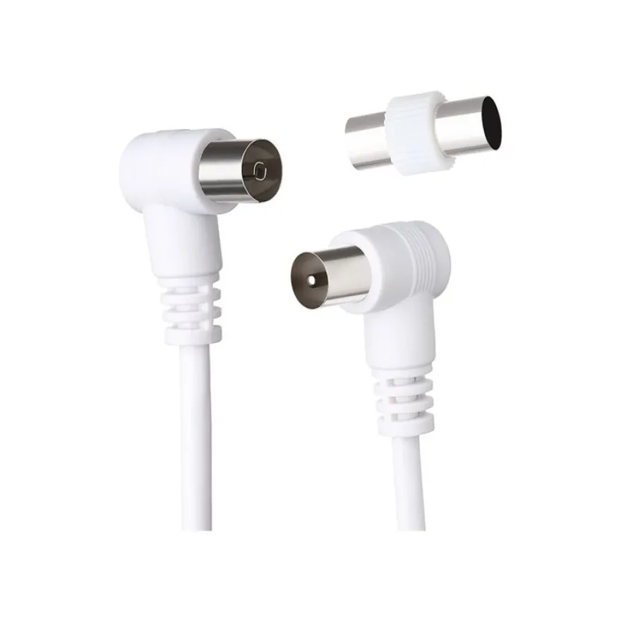 Force Power Lite - Câble d'antenne - IEC connector (9.52mm) mâle incliné pour IEC connector (9.52mm) femelle incliné - 5 m - blanc