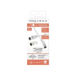 Force Power Lite - Câble d'antenne - IEC connector (9.52mm) mâle pour IEC connector (9.52mm) femelle - 2 m - blanc