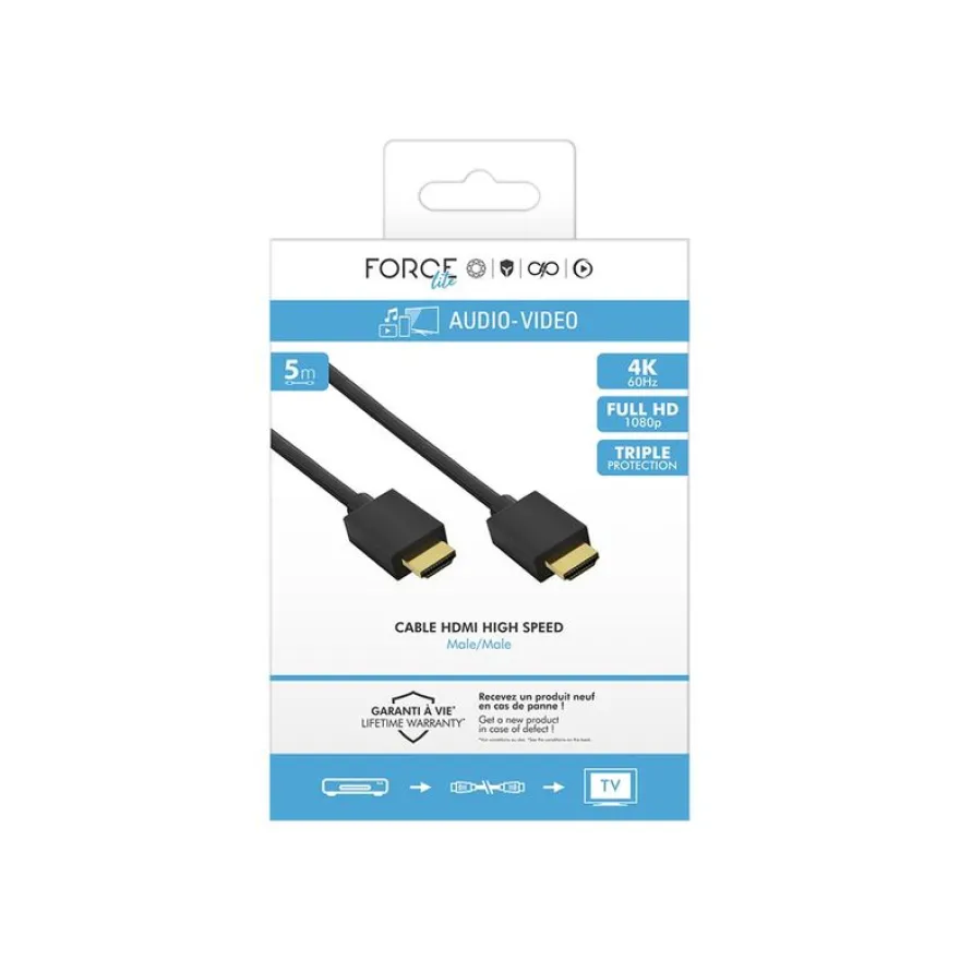 Force Power Lite - Câble HDMI High speed avec Ethernet - mâle - 5 m