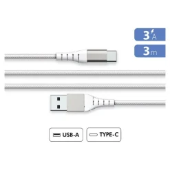 Force Power Lite - Câble USB (M) pour USB-C (M) - 3 m - blanc