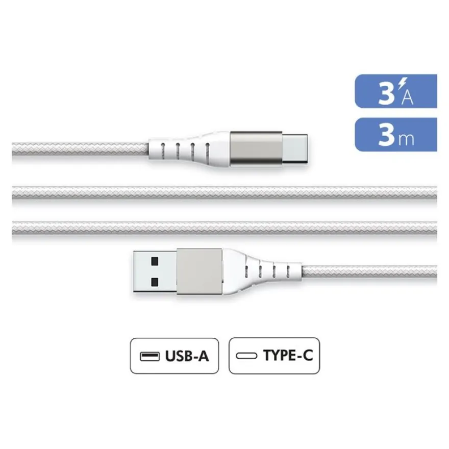 Force Power Lite - Câble USB (M) pour USB-C (M) - 3 m - blanc