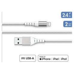 Force Power Lite - Câble USB (M) pour Lightning - 2 m - blanc