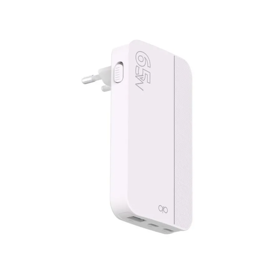 Force Power Lite - Chargeur secteur - 65 Wh - 3 connecteurs de sortie (USB, 2 x USB-C) - blanc