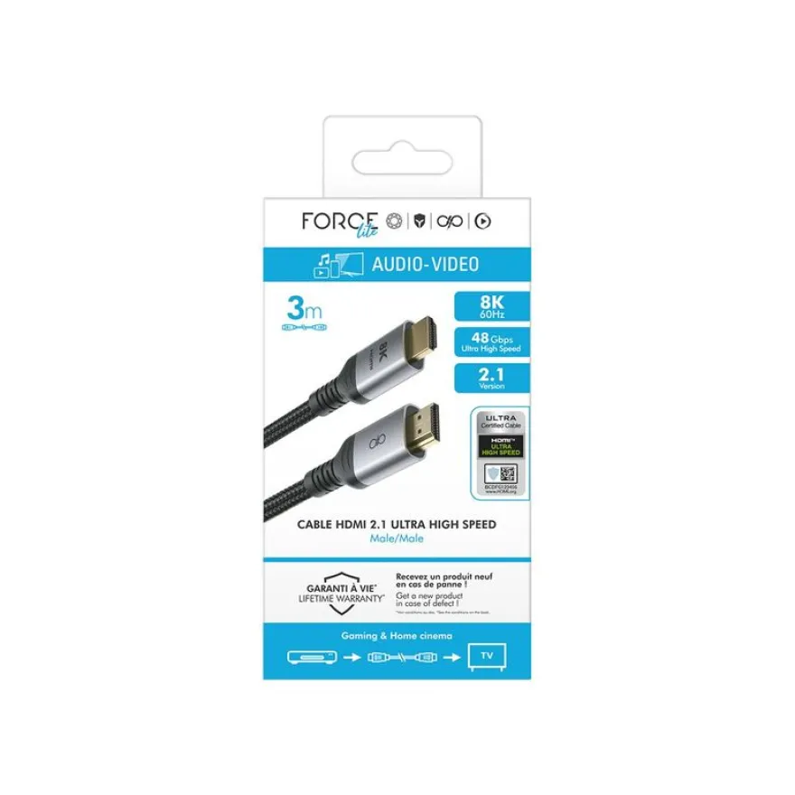 Force Power Lite - Ultra High Speed - câble HDMI mâle pour HDMI mâle - noir