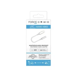 Force Power Lite - USB-C vers adaptateur de prise casque - 24 pin USB-C mâle pour mini-phone stereo 3.5 mm femelle - blanc - câble renforcé