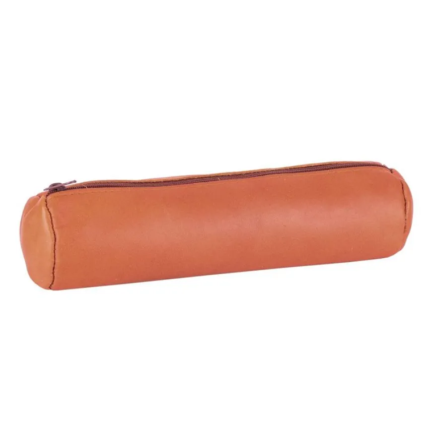 Fourre-tout rond oxford cuir caramel marron- Hamelin