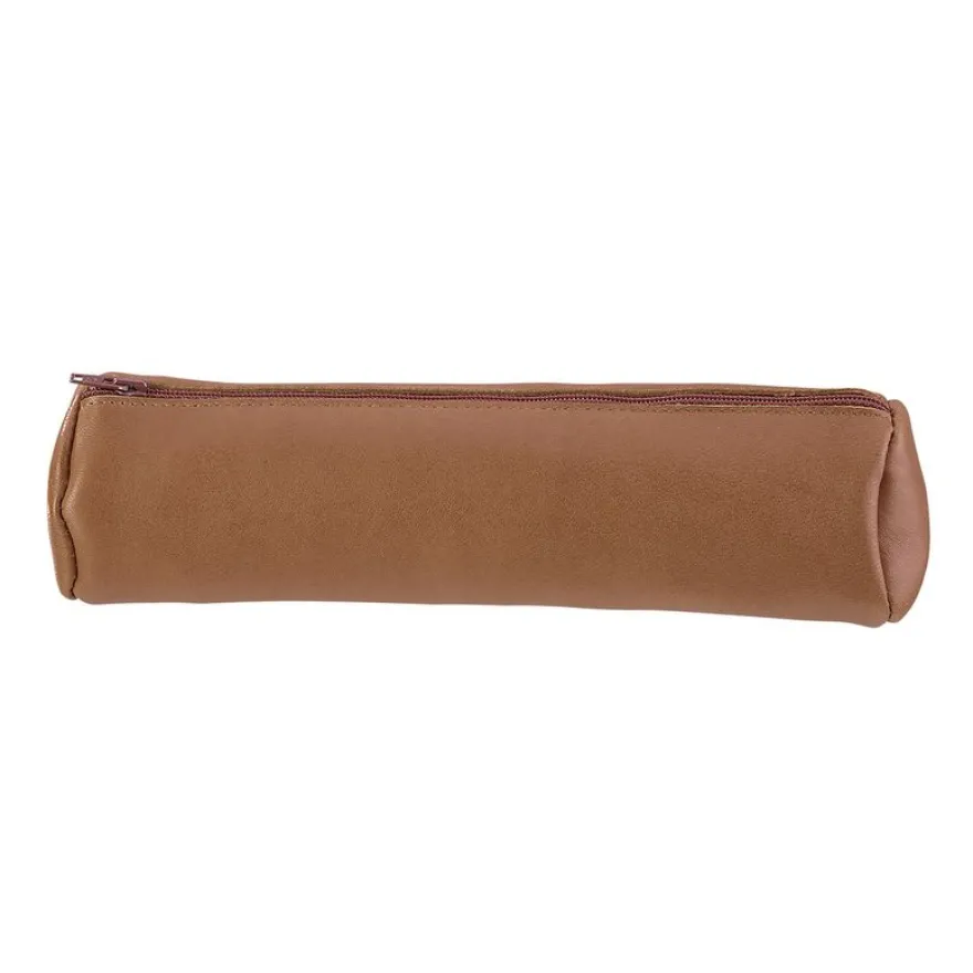 Fourre-tout rond oxford cuir caramel marron- Hamelin