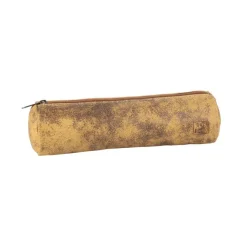 Fourre-tout rond oxford cuir vintage beige- Hamelin