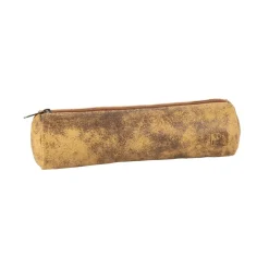 Fourre-tout rond oxford cuir vintage beige- Hamelin