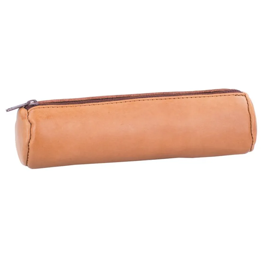 Fourre-tout rond oxford cuir naturel beige- Hamelin