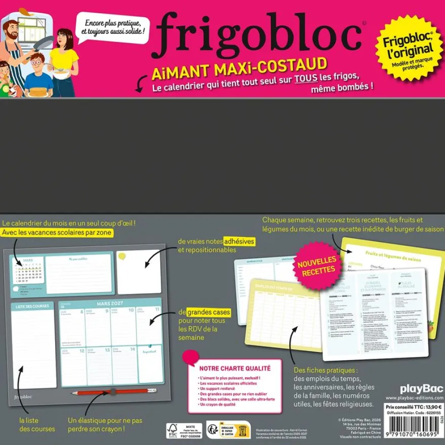 Frigobloc Hebdomadaire - Calendrier d'organisation familiale / sem