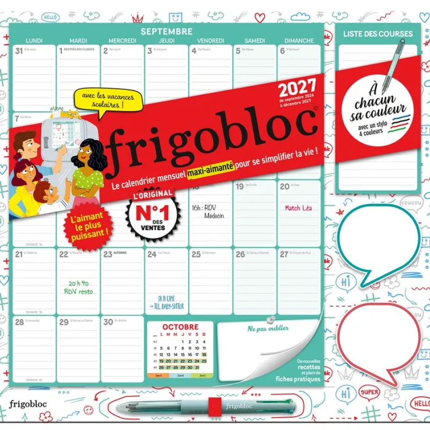 Frigobloc Mensuel 4 couleurs - Calendrier / mois